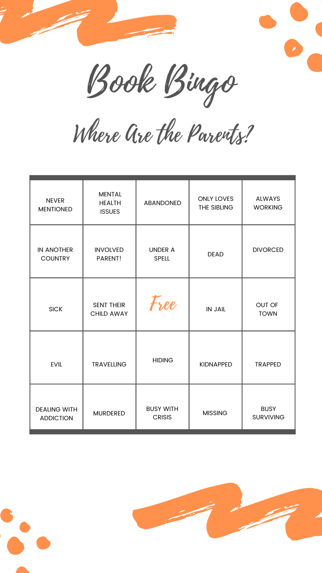 Middle Grade Book Bingo: Where Are the&nbsp;Parents?
